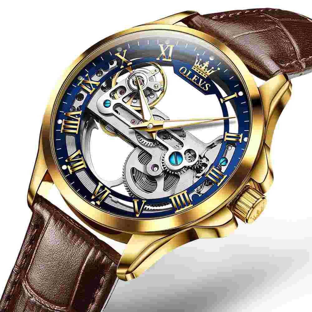 OLEVS 6661 Skeleton Watches For Men Automatic Self Winding Mechanical Luxury Dress Waterproof Luminous Men Wrist Watch