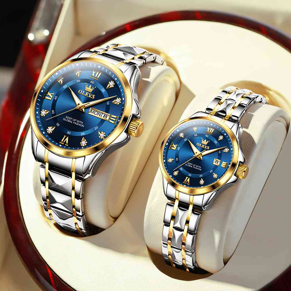 #Color_Two Tone Strap-Blue Dial Gold Trim