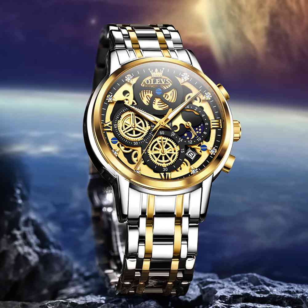 OLEVS 9947 Mens Watch Chronograph Luxury Diamond Dress Wrist Watches Waterproof Luminous