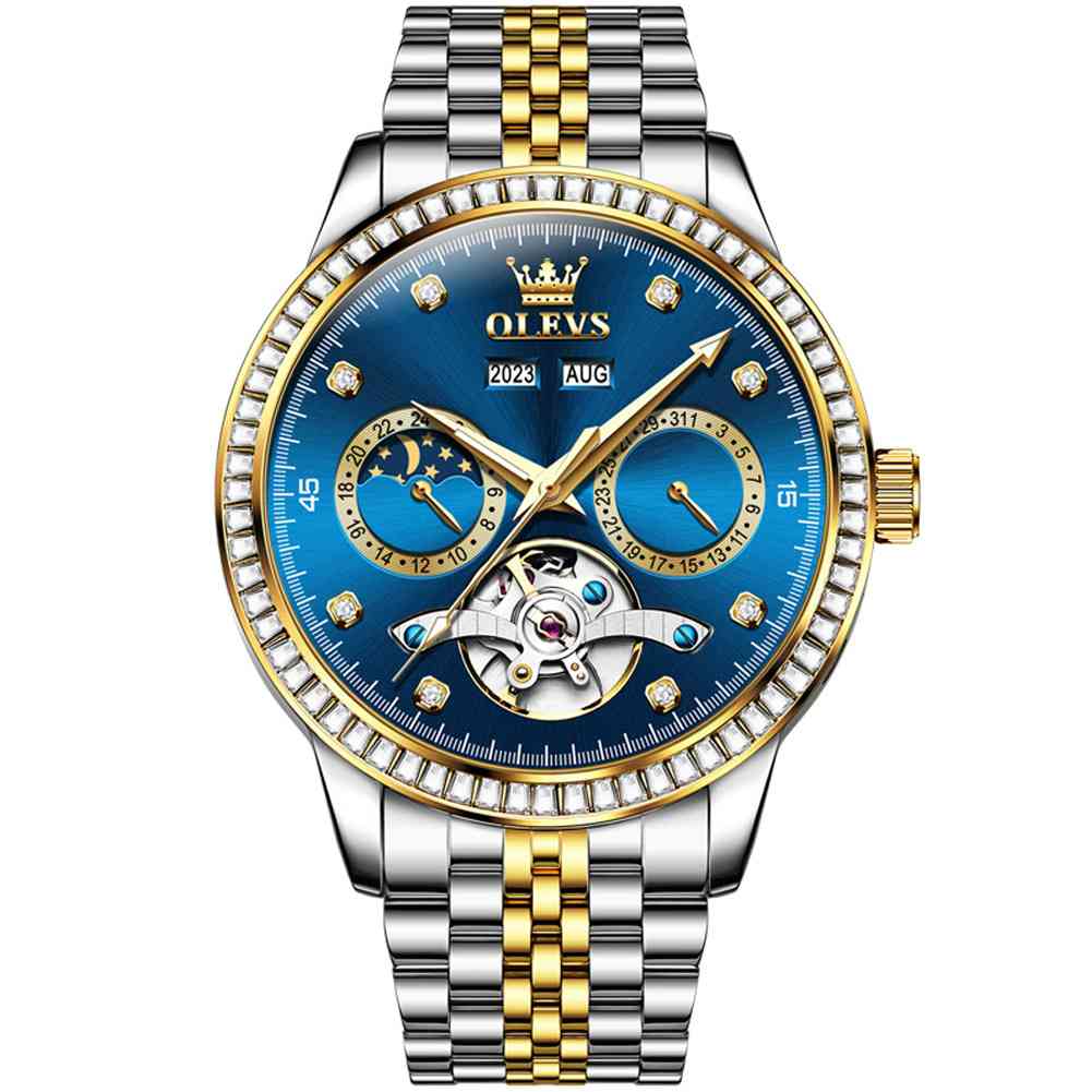 #color_Two Tone Strap-Blue Dial Gold Trim