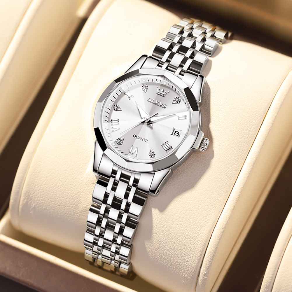 OLEVS 9931 Watch For Women Quartz Diamond Fashion Elegant Dress Ladies Watch Stainless Steel Two Tone Day Date Wrist Watches