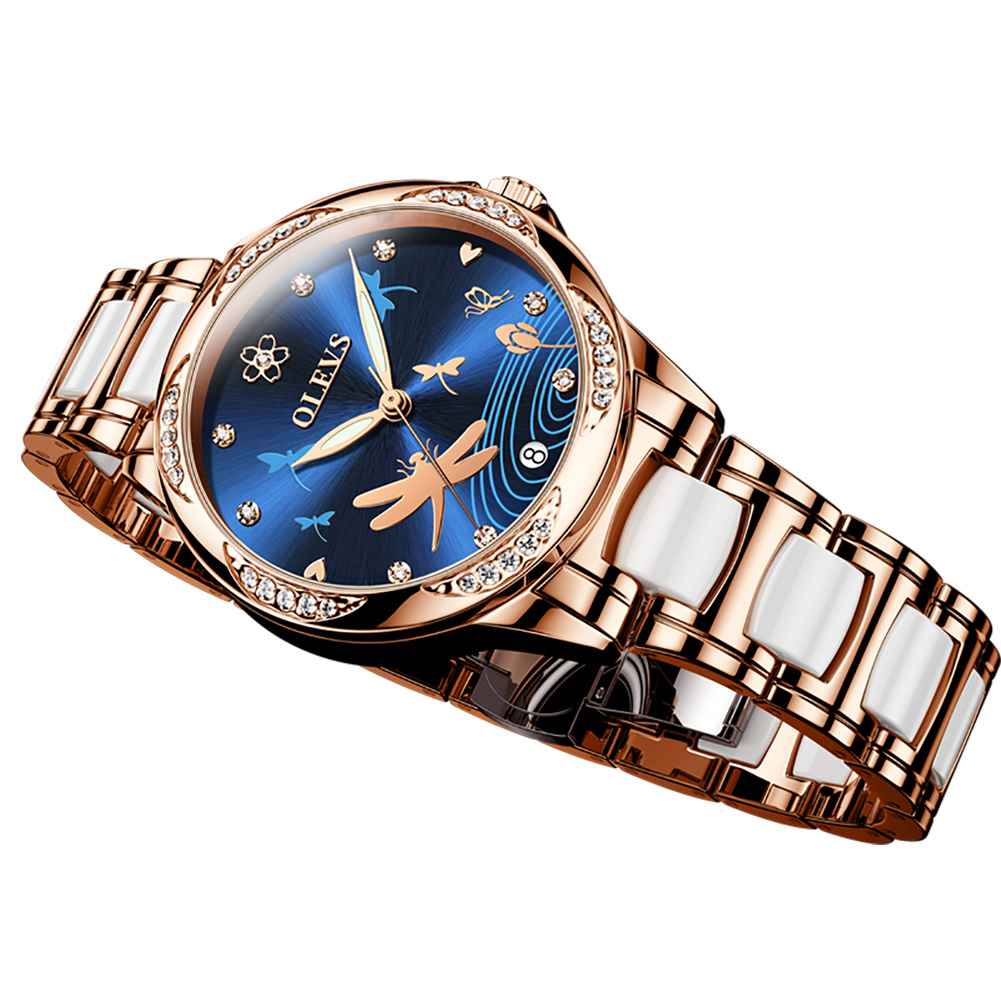 OLEVS 6610 Ceramic Rhinestone Mechanical Watch