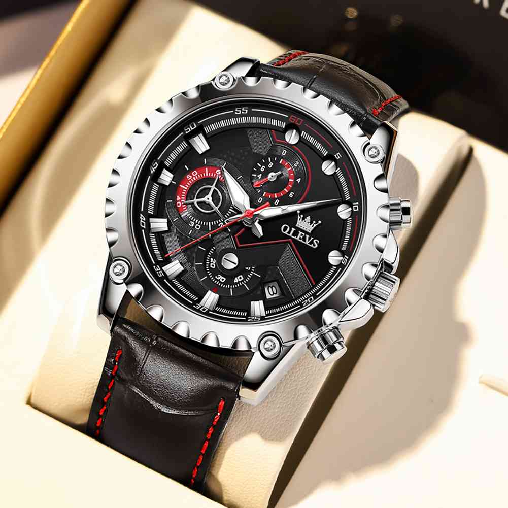 Olevs 2873 Luxury 3 Time Quartz Watch